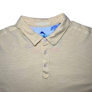 Tommy Bahama Yellow Polo Short Sleeve Shirt Men Large Pima Cotton